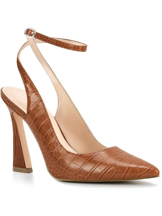 Shoes - Women's Caramel Strap Heels Pointed Toe Pump Shoes Slingback Wedding Dress Shoes